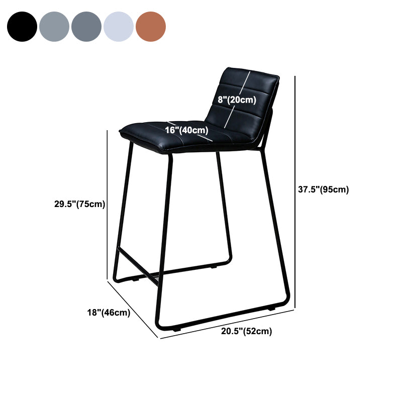 Scandinavian Black Iron Base Barstool Fabric and Faux Leather Bar Stools Clearhalo 'Bar Furniture' 'Bar Stools' 'bar_stools' 'furn' 'furn_bar_stools' 'Furniture' 'Kitchen & Dining Furniture' 5816231