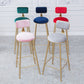 Scandinavian Footrest Bar Stools Fabric Round Seat Barstool with 4 Gold Iron Legs Clearhalo 'Bar Furniture' 'Bar Stools' 'bar_stools' 'furn' 'furn_bar_stools' 'Furniture' 'Kitchen & Dining Furniture' 5816299