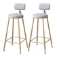 Scandinavian Footrest Bar Stools Fabric Round Seat Barstool with 4 Gold Iron Legs Grey 2 Piece Set Clearhalo 'Bar Furniture' 'Bar Stools' 'bar_stools' 'furn' 'furn_bar_stools' 'Furniture' 'Kitchen & Dining Furniture' 5816300