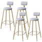 Scandinavian Footrest Bar Stools Fabric Round Seat Barstool with 4 Gold Iron Legs Grey 4 Piece Set Clearhalo 'Bar Furniture' 'Bar Stools' 'bar_stools' 'furn' 'furn_bar_stools' 'Furniture' 'Kitchen & Dining Furniture' 5816301