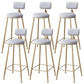 Scandinavian Footrest Bar Stools Fabric Round Seat Barstool with 4 Gold Iron Legs Grey 6 Piece Set Clearhalo 'Bar Furniture' 'Bar Stools' 'bar_stools' 'furn' 'furn_bar_stools' 'Furniture' 'Kitchen & Dining Furniture' 5816304