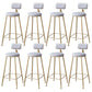 Scandinavian Footrest Bar Stools Fabric Round Seat Barstool with 4 Gold Iron Legs Grey 8 Piece Set Clearhalo 'Bar Furniture' 'Bar Stools' 'bar_stools' 'furn' 'furn_bar_stools' 'Furniture' 'Kitchen & Dining Furniture' 5816305
