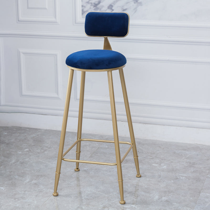 Scandinavian Footrest Bar Stools Fabric Round Seat Barstool with 4 Gold Iron Legs Clearhalo 'Bar Furniture' 'Bar Stools' 'bar_stools' 'furn' 'furn_bar_stools' 'Furniture' 'Kitchen & Dining Furniture' 5816306