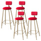 Scandinavian Footrest Bar Stools Fabric Round Seat Barstool with 4 Gold Iron Legs Red 4 Piece Set Clearhalo 'Bar Furniture' 'Bar Stools' 'bar_stools' 'furn' 'furn_bar_stools' 'Furniture' 'Kitchen & Dining Furniture' 5816310