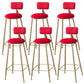 Scandinavian Footrest Bar Stools Fabric Round Seat Barstool with 4 Gold Iron Legs Red 6 Piece Set Clearhalo 'Bar Furniture' 'Bar Stools' 'bar_stools' 'furn' 'furn_bar_stools' 'Furniture' 'Kitchen & Dining Furniture' 5816312