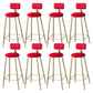 Scandinavian Footrest Bar Stools Fabric Round Seat Barstool with 4 Gold Iron Legs Red 8 Piece Set Clearhalo 'Bar Furniture' 'Bar Stools' 'bar_stools' 'furn' 'furn_bar_stools' 'Furniture' 'Kitchen & Dining Furniture' 5816313