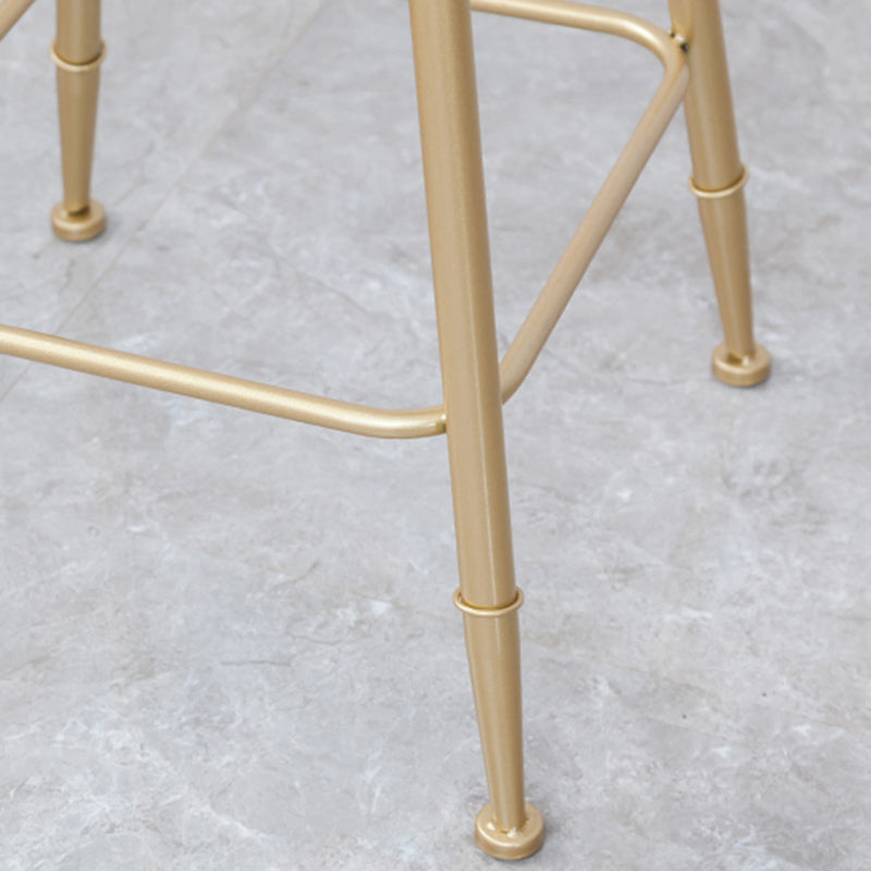 Scandinavian Footrest Bar Stools Fabric Round Seat Barstool with 4 Gold Iron Legs Clearhalo 'Bar Furniture' 'Bar Stools' 'bar_stools' 'furn' 'furn_bar_stools' 'Furniture' 'Kitchen & Dining Furniture' 5816314