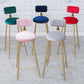 Scandinavian Footrest Bar Stools Fabric Round Seat Barstool with 4 Gold Iron Legs Clearhalo 'Bar Furniture' 'Bar Stools' 'bar_stools' 'furn' 'furn_bar_stools' 'Furniture' 'Kitchen & Dining Furniture' 5816317