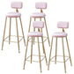 Scandinavian Footrest Bar Stools Fabric Round Seat Barstool with 4 Gold Iron Legs Pink 4 Piece Set Clearhalo 'Bar Furniture' 'Bar Stools' 'bar_stools' 'furn' 'furn_bar_stools' 'Furniture' 'Kitchen & Dining Furniture' 5816318