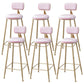 Scandinavian Footrest Bar Stools Fabric Round Seat Barstool with 4 Gold Iron Legs Pink 6 Piece Set Clearhalo 'Bar Furniture' 'Bar Stools' 'bar_stools' 'furn' 'furn_bar_stools' 'Furniture' 'Kitchen & Dining Furniture' 5816320