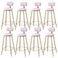 Scandinavian Footrest Bar Stools Fabric Round Seat Barstool with 4 Gold Iron Legs Pink 8 Piece Set Clearhalo 'Bar Furniture' 'Bar Stools' 'bar_stools' 'furn' 'furn_bar_stools' 'Furniture' 'Kitchen & Dining Furniture' 5816322