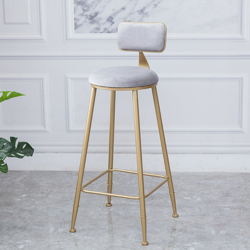 Scandinavian Footrest Bar Stools Fabric Round Seat Barstool with 4 Gold Iron Legs Clearhalo 'Bar Furniture' 'Bar Stools' 'bar_stools' 'furn' 'furn_bar_stools' 'Furniture' 'Kitchen & Dining Furniture' 5816325