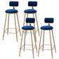 Scandinavian Footrest Bar Stools Fabric Round Seat Barstool with 4 Gold Iron Legs Blue 4 Piece Set Clearhalo 'Bar Furniture' 'Bar Stools' 'bar_stools' 'furn' 'furn_bar_stools' 'Furniture' 'Kitchen & Dining Furniture' 5816326