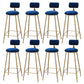Scandinavian Footrest Bar Stools Fabric Round Seat Barstool with 4 Gold Iron Legs Blue 8 Piece Set Clearhalo 'Bar Furniture' 'Bar Stools' 'bar_stools' 'furn' 'furn_bar_stools' 'Furniture' 'Kitchen & Dining Furniture' 5816329