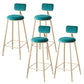 Scandinavian Footrest Bar Stools Fabric Round Seat Barstool with 4 Gold Iron Legs Blackish Green 4 Piece Set Clearhalo 'Bar Furniture' 'Bar Stools' 'bar_stools' 'furn' 'furn_bar_stools' 'Furniture' 'Kitchen & Dining Furniture' 5816331