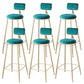 Scandinavian Footrest Bar Stools Fabric Round Seat Barstool with 4 Gold Iron Legs Blackish Green 6 Piece Set Clearhalo 'Bar Furniture' 'Bar Stools' 'bar_stools' 'furn' 'furn_bar_stools' 'Furniture' 'Kitchen & Dining Furniture' 5816332