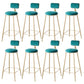 Scandinavian Footrest Bar Stools Fabric Round Seat Barstool with 4 Gold Iron Legs Blackish Green 8 Piece Set Clearhalo 'Bar Furniture' 'Bar Stools' 'bar_stools' 'furn' 'furn_bar_stools' 'Furniture' 'Kitchen & Dining Furniture' 5816333