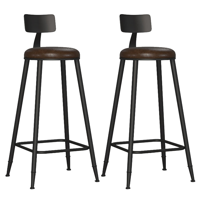 Industrial Metal Bar-stool with Black Base Round Low Back Counter-height Stool for Shop 2 Piece Set Upholstered Clearhalo 'Bar Furniture' 'Bar Stools' 'bar_stools' 'furn' 'furn_bar_stools' 'Furniture' 'Kitchen & Dining Furniture' 5816336