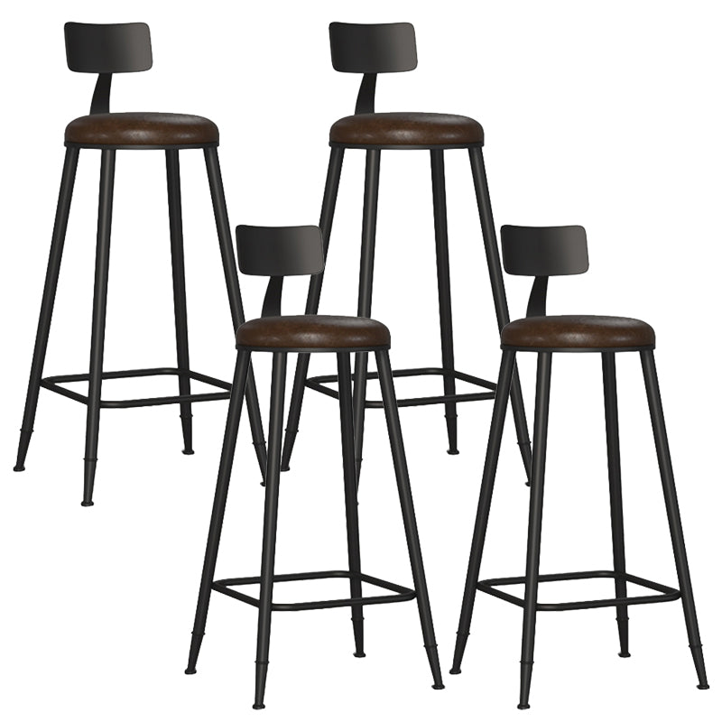 Industrial Metal Bar-stool with Black Base Round Low Back Counter-height Stool for Shop 4 Piece Set Upholstered Clearhalo 'Bar Furniture' 'Bar Stools' 'bar_stools' 'furn' 'furn_bar_stools' 'Furniture' 'Kitchen & Dining Furniture' 5816338