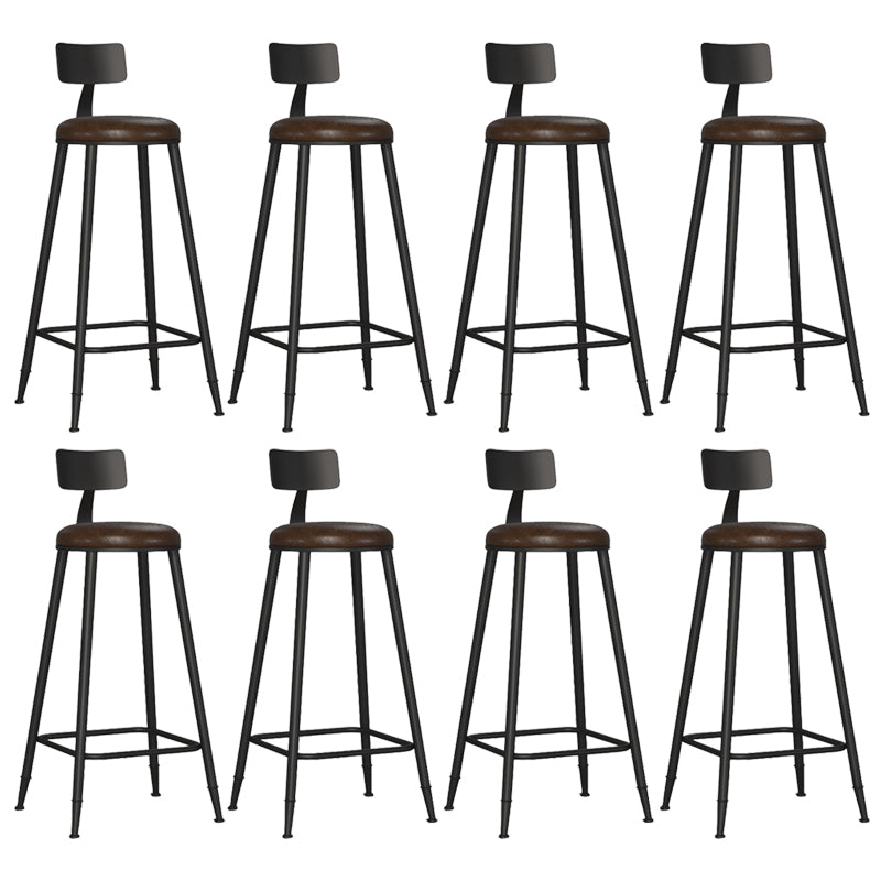 Industrial Metal Bar-stool with Black Base Round Low Back Counter-height Stool for Shop 8 Piece Set Upholstered Clearhalo 'Bar Furniture' 'Bar Stools' 'bar_stools' 'furn' 'furn_bar_stools' 'Furniture' 'Kitchen & Dining Furniture' 5816341