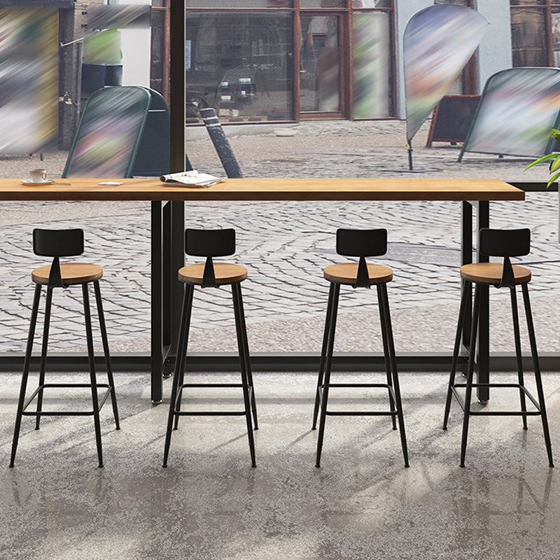 Industrial Metal Bar-stool with Black Base Round Low Back Counter-height Stool for Shop Clearhalo 'Bar Furniture' 'Bar Stools' 'bar_stools' 'furn' 'furn_bar_stools' 'Furniture' 'Kitchen & Dining Furniture' 5816342