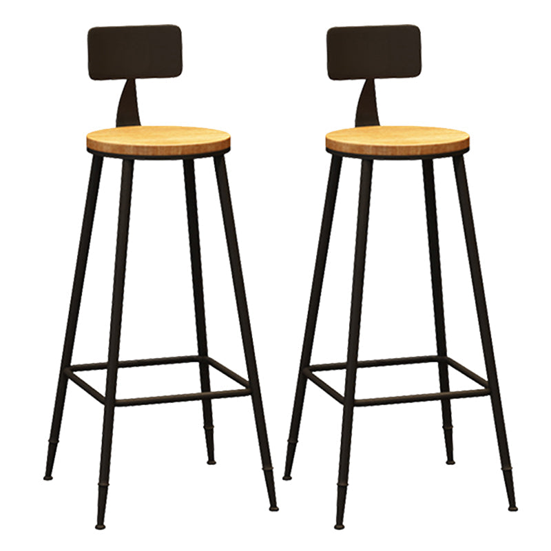 Industrial Metal Bar-stool with Black Base Round Low Back Counter-height Stool for Shop 2 Piece Set Non-Upholstered Clearhalo 'Bar Furniture' 'Bar Stools' 'bar_stools' 'furn' 'furn_bar_stools' 'Furniture' 'Kitchen & Dining Furniture' 5816343