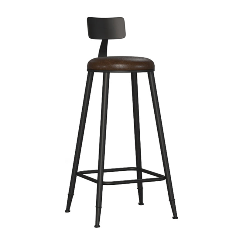 Industrial Metal Bar-stool with Black Base Round Low Back Counter-height Stool for Shop Clearhalo 'Bar Furniture' 'Bar Stools' 'bar_stools' 'furn' 'furn_bar_stools' 'Furniture' 'Kitchen & Dining Furniture' 5816344
