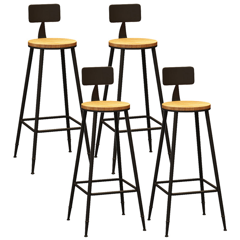 Industrial Metal Bar-stool with Black Base Round Low Back Counter-height Stool for Shop 4 Piece Set Non-Upholstered Clearhalo 'Bar Furniture' 'Bar Stools' 'bar_stools' 'furn' 'furn_bar_stools' 'Furniture' 'Kitchen & Dining Furniture' 5816345