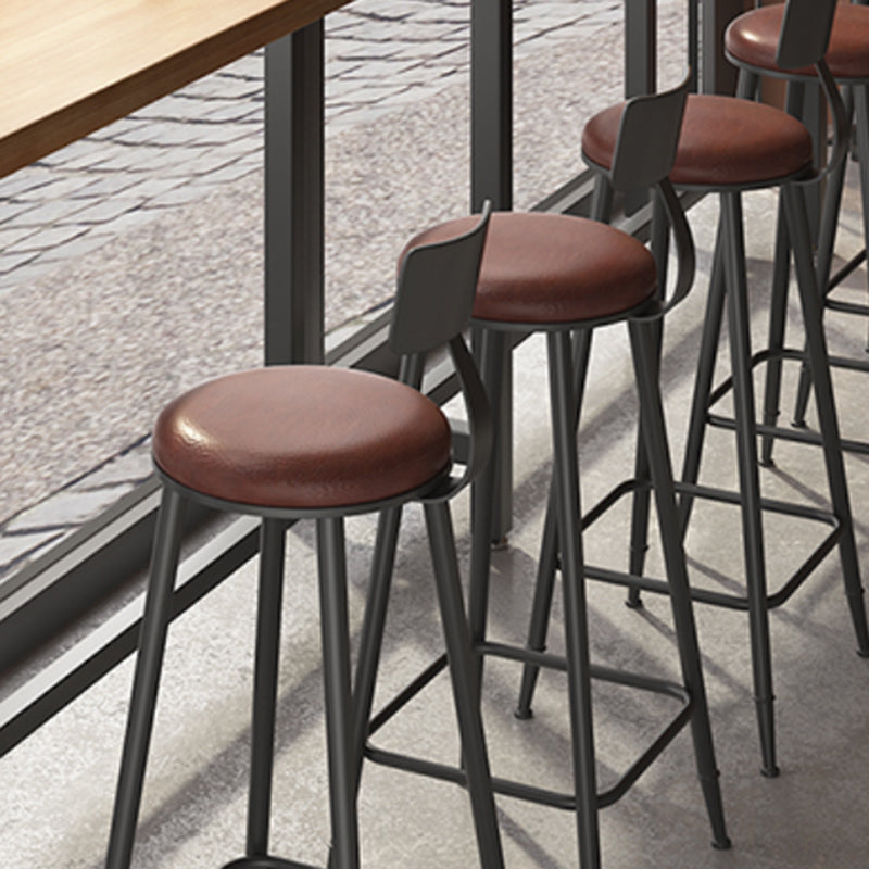 Industrial Metal Bar-stool with Black Base Round Low Back Counter-height Stool for Shop Clearhalo 'Bar Furniture' 'Bar Stools' 'bar_stools' 'furn' 'furn_bar_stools' 'Furniture' 'Kitchen & Dining Furniture' 5816346
