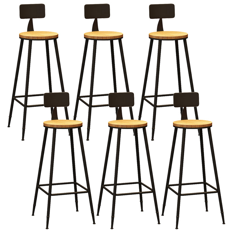 Industrial Metal Bar-stool with Black Base Round Low Back Counter-height Stool for Shop 6 Piece Set Non-Upholstered Clearhalo 'Bar Furniture' 'Bar Stools' 'bar_stools' 'furn' 'furn_bar_stools' 'Furniture' 'Kitchen & Dining Furniture' 5816347