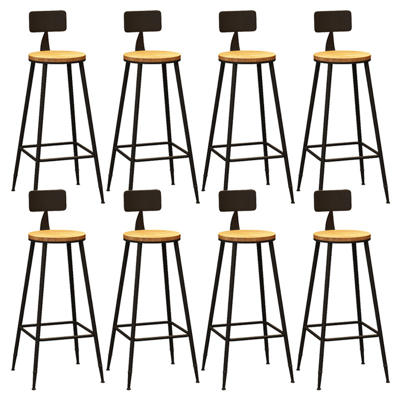Industrial Metal Bar-stool with Black Base Round Low Back Counter-height Stool for Shop 8 Piece Set Non-Upholstered Clearhalo 'Bar Furniture' 'Bar Stools' 'bar_stools' 'furn' 'furn_bar_stools' 'Furniture' 'Kitchen & Dining Furniture' 5816349