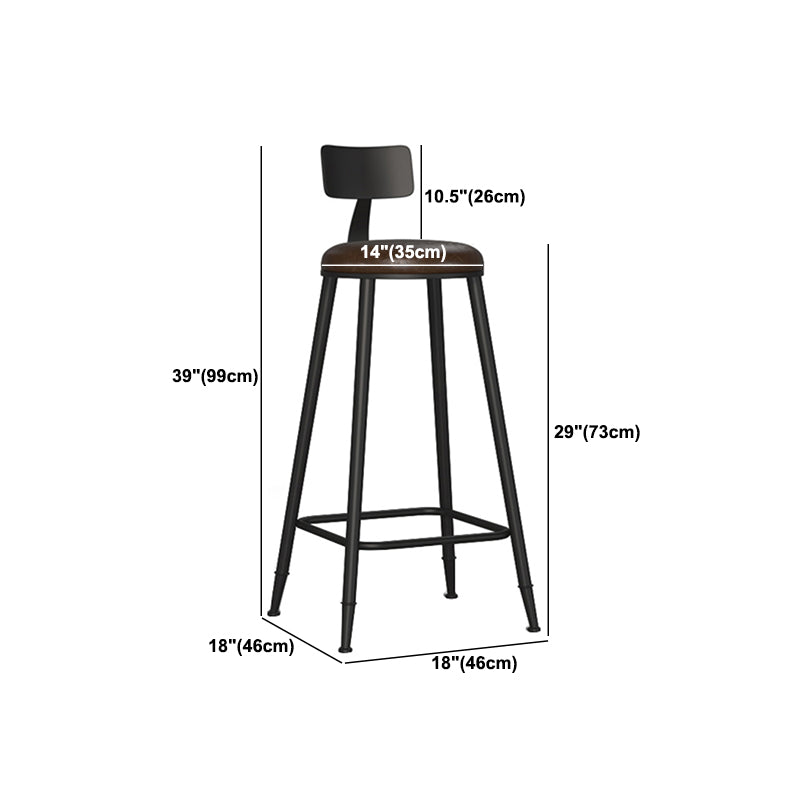 Industrial Metal Bar-stool with Black Base Round Low Back Counter-height Stool for Shop Clearhalo 'Bar Furniture' 'Bar Stools' 'bar_stools' 'furn' 'furn_bar_stools' 'Furniture' 'Kitchen & Dining Furniture' 5816353