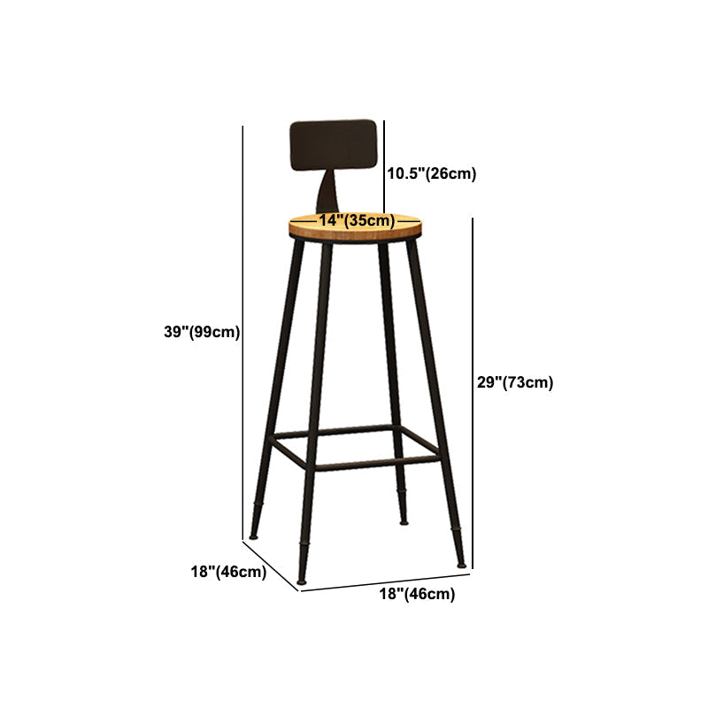 Industrial Metal Bar-stool with Black Base Round Low Back Counter-height Stool for Shop Clearhalo 'Bar Furniture' 'Bar Stools' 'bar_stools' 'furn' 'furn_bar_stools' 'Furniture' 'Kitchen & Dining Furniture' 5816354