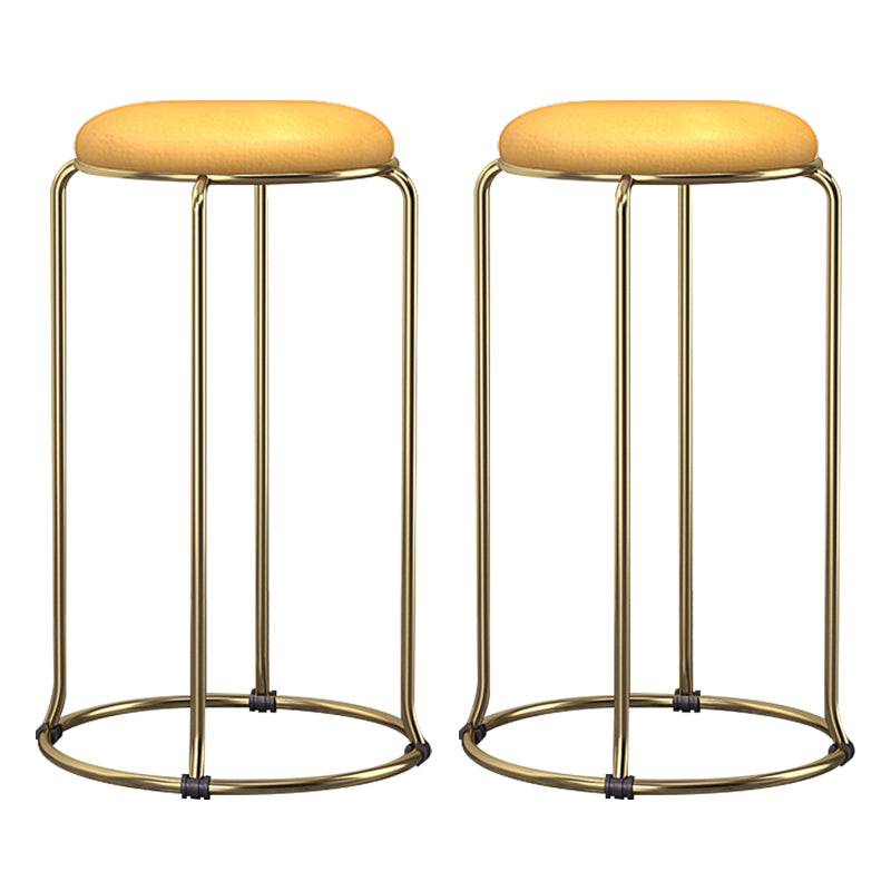 Scandinavian Stackable Armless Bar Stools Round Seat Backless Barstool