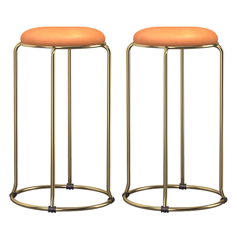 Scandinavian Stackable Armless Bar Stools Round Seat Backless Barstool