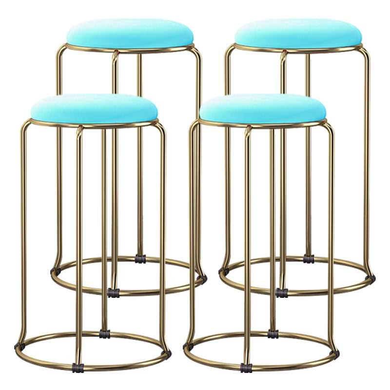 Scandinavian Stackable Armless Bar Stools Round Seat Backless Barstool