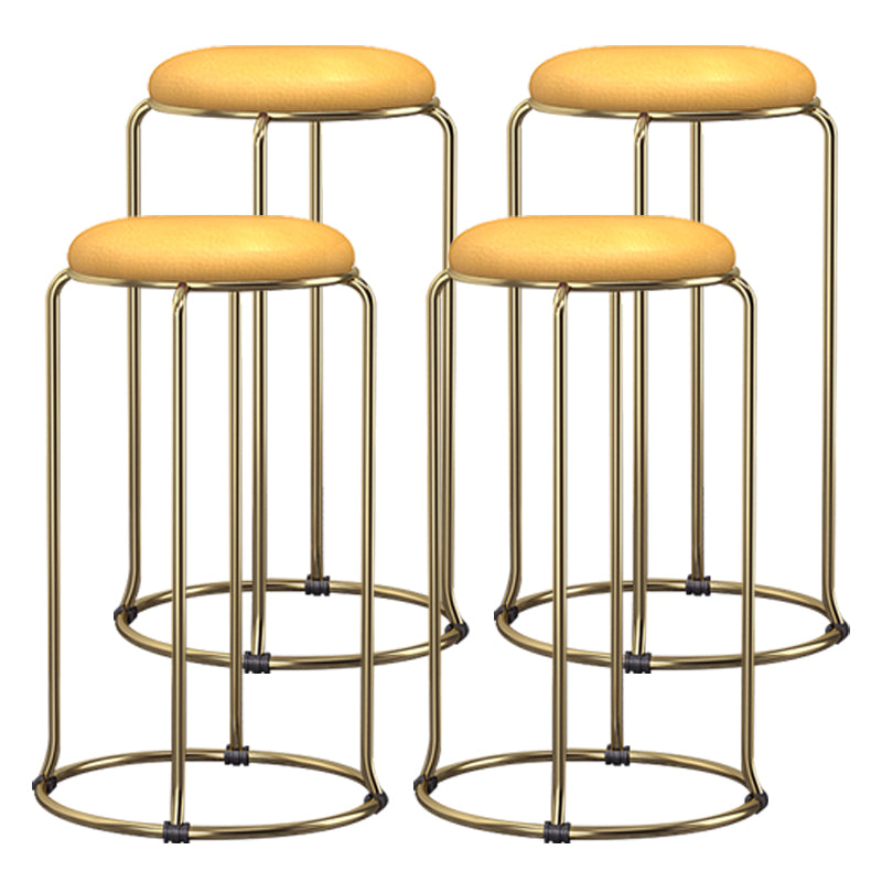 Scandinavian Stackable Armless Bar Stools Round Seat Backless Barstool