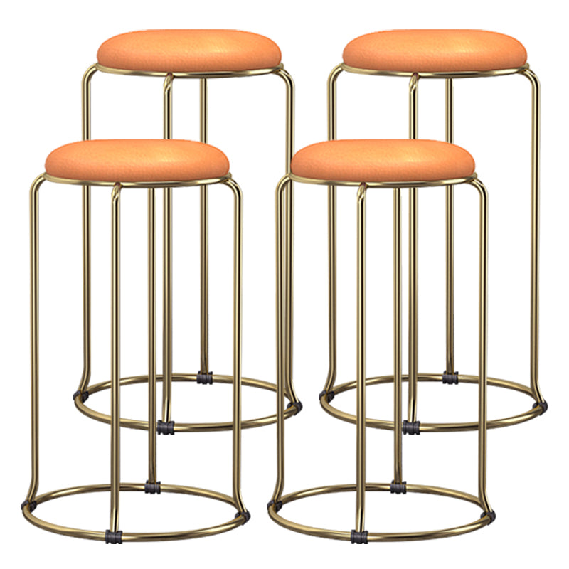 Scandinavian Stackable Armless Bar Stools Round Seat Backless Barstool