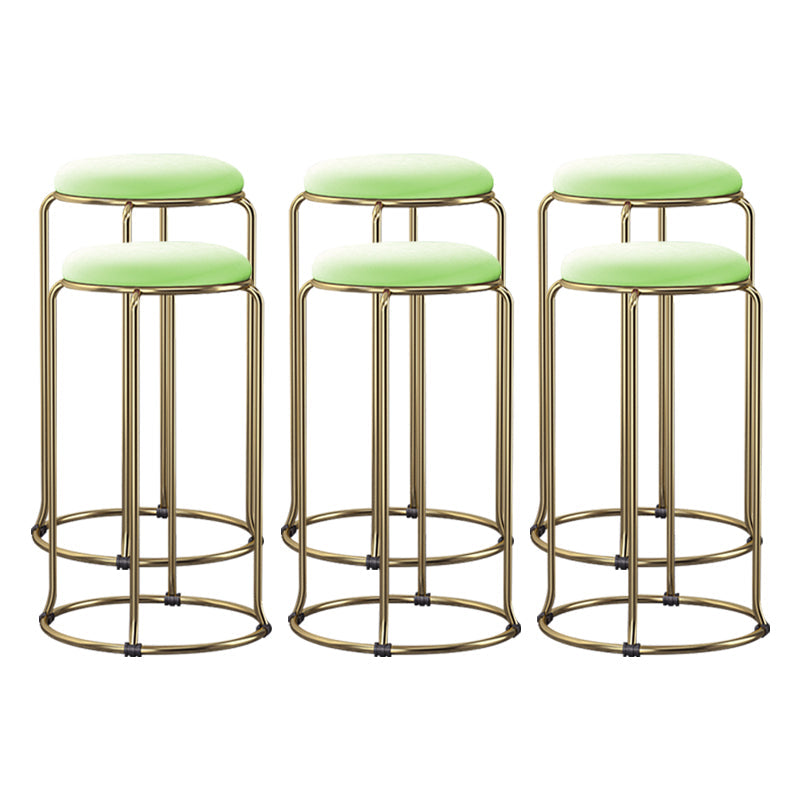 Scandinavian Stackable Armless Bar Stools Round Seat Backless Barstool
