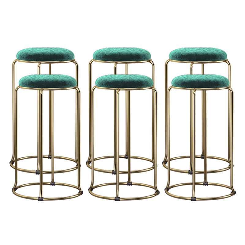 Scandinavian Stackable Armless Bar Stools Round Seat Backless Barstool