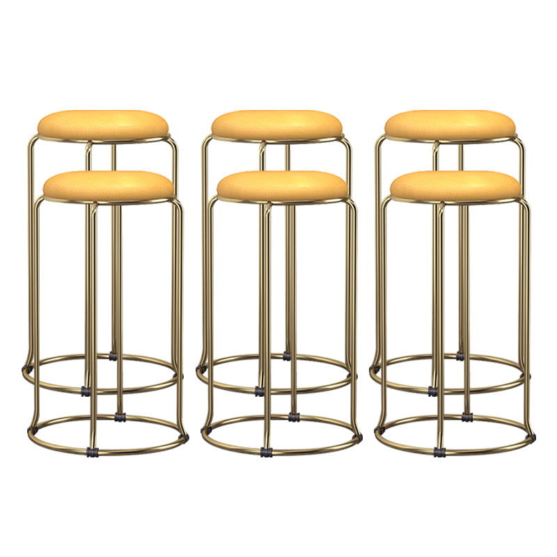 Scandinavian Stackable Armless Bar Stools Round Seat Backless Barstool