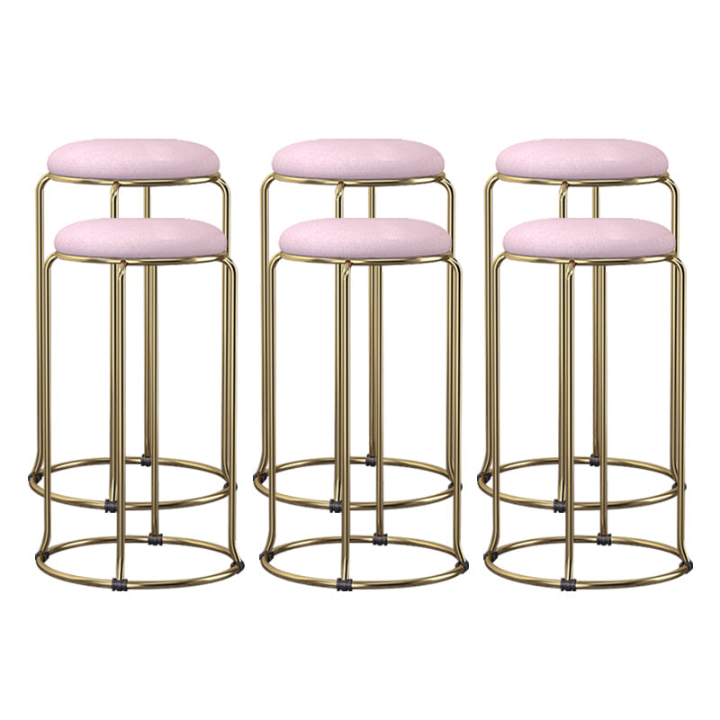 Scandinavian Stackable Armless Bar Stools Round Seat Backless Barstool