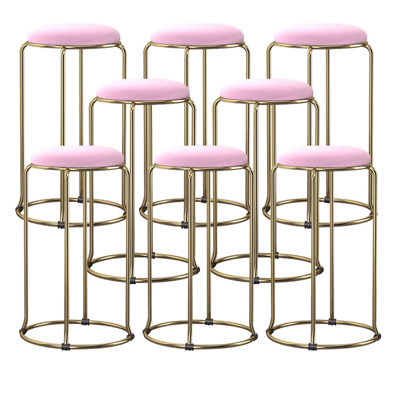 Scandinavian Stackable Armless Bar Stools Round Seat Backless Barstool