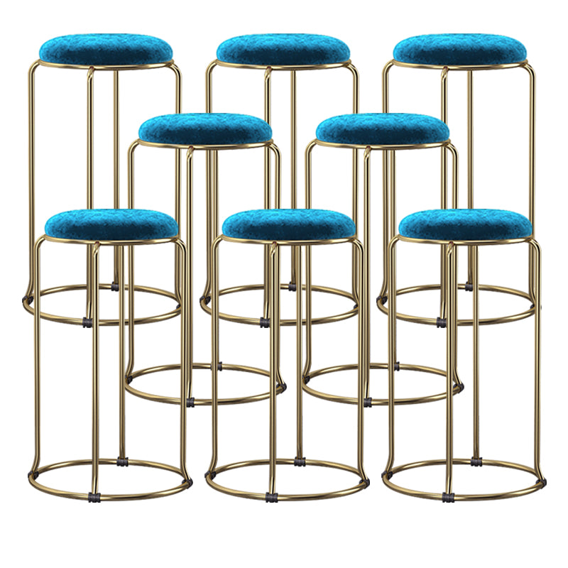 Scandinavian Stackable Armless Bar Stools Round Seat Backless Barstool