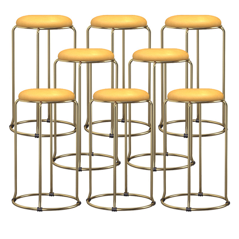 Scandinavian Stackable Armless Bar Stools Round Seat Backless Barstool