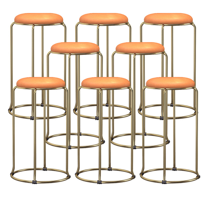 Scandinavian Stackable Armless Bar Stools Round Seat Backless Barstool