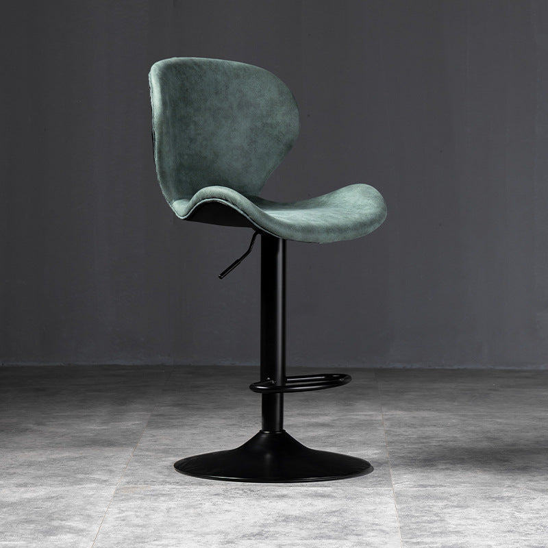 Scandinavian Metal Barstool Low Back Leather Barstools in Matte Finish for Indoor