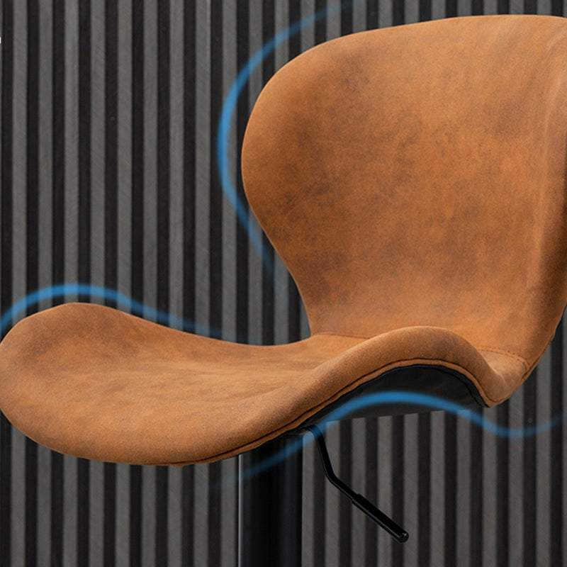 Scandinavian Metal Barstool Low Back Leather Barstools in Matte Finish for Indoor