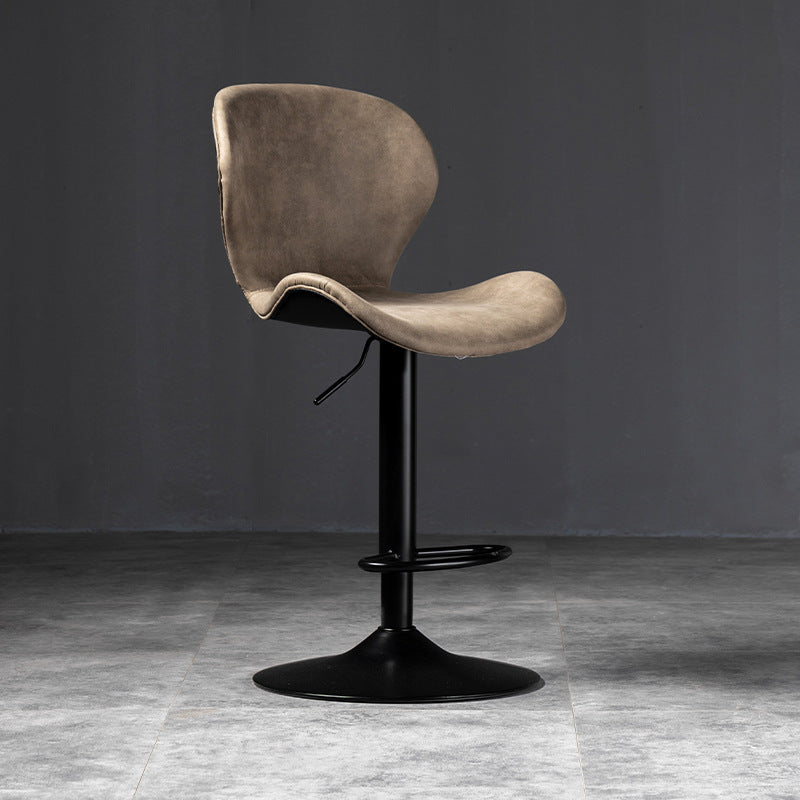 Scandinavian Metal Barstool Low Back Leather Barstools in Matte Finish for Indoor