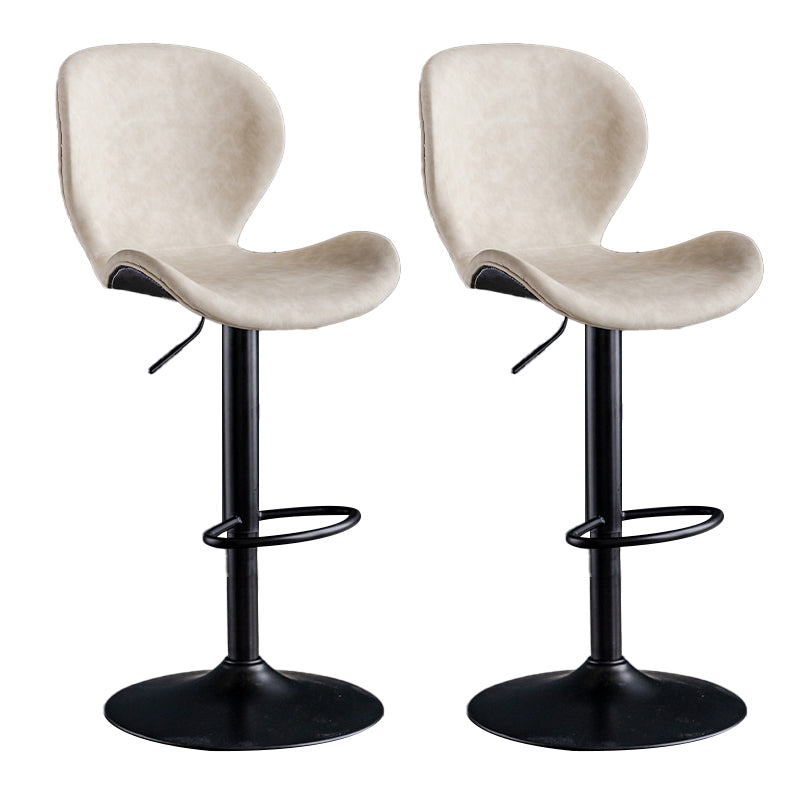 Scandinavian Metal Barstool Low Back Leather Barstools in Matte Finish for Indoor